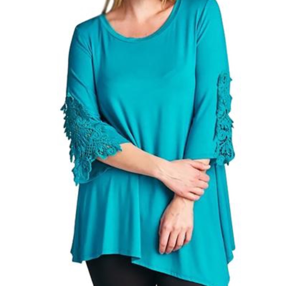 Plus Size Turquoise Soft Knit Top